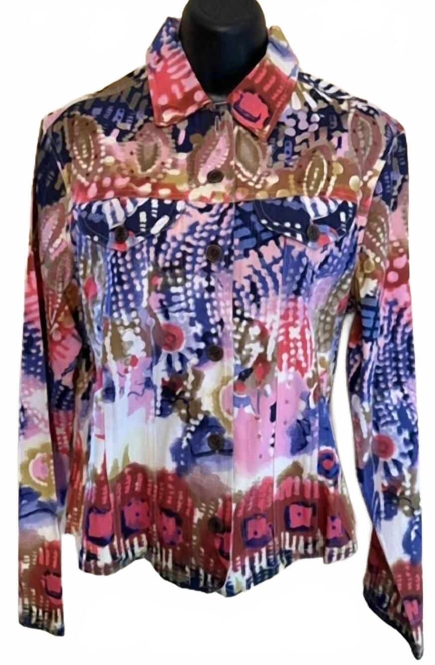 NEW ORIGINAL USA women's colorful print cotton jacket in multicolor